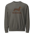 Charcoal gray dachshund graphic sweatshirt with wiener dog text