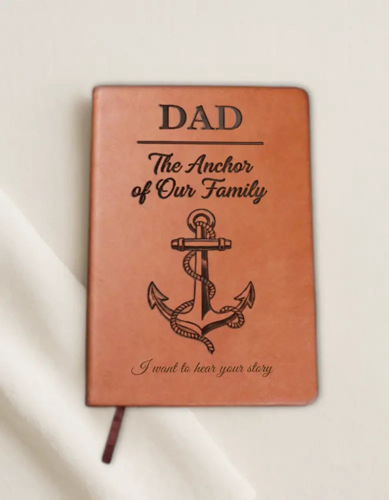 Personalized dad journal with anchor design in vegan leather