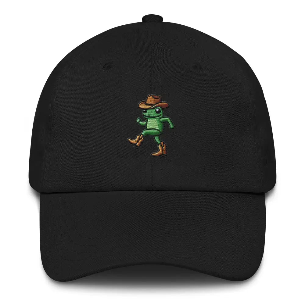 Trini Skies dancing cowboy frog embroidered corduroy cap