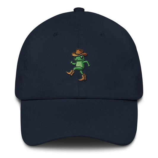 Trini Skies dancing cowboy frog embroidered corduroy cap