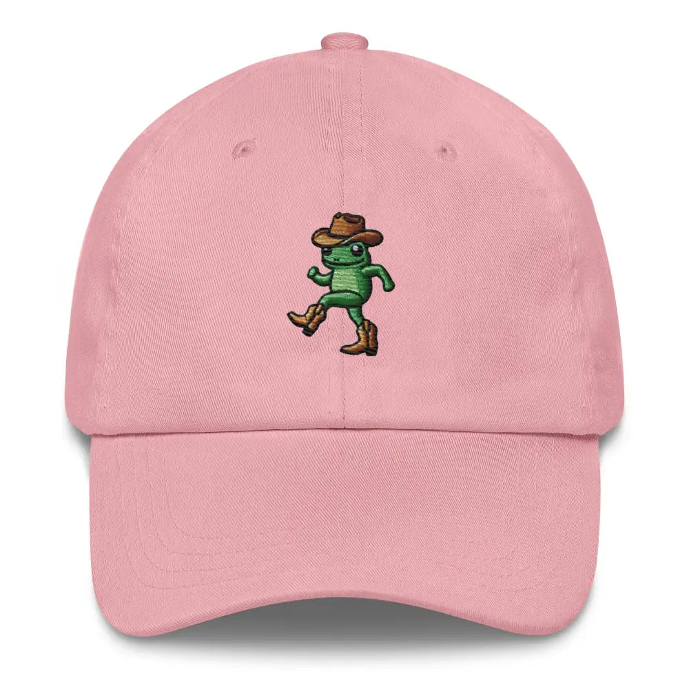 Pink Trini Skies dancing cowboy frog embroidered corduroy cap