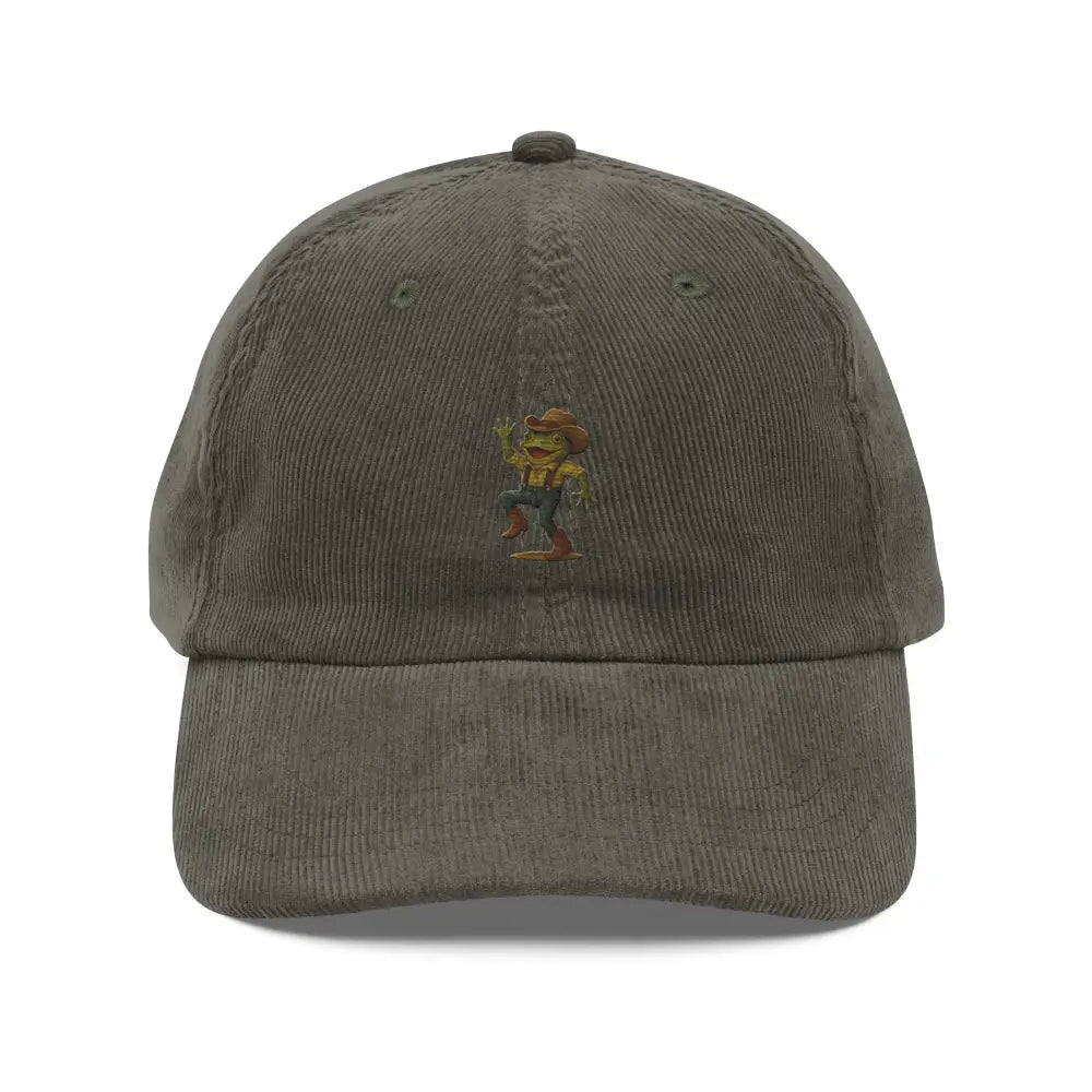 Trini Skies Dancing Frog Cowboy Embroidered Corduroy Hat