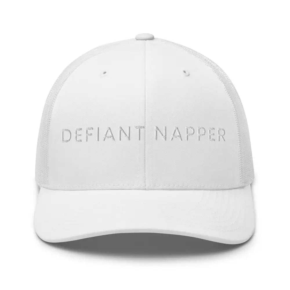 Defiant Napper embroidered trucker cap with white mesh sides