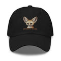 Black fennec fox embroidered hat with Desert Daze text