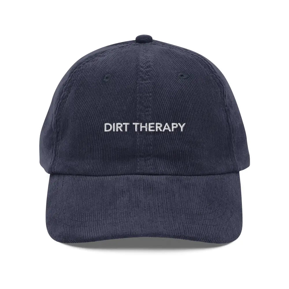 Navy blue Dirt Therapy embroidered vintage corduroy baseball cap
