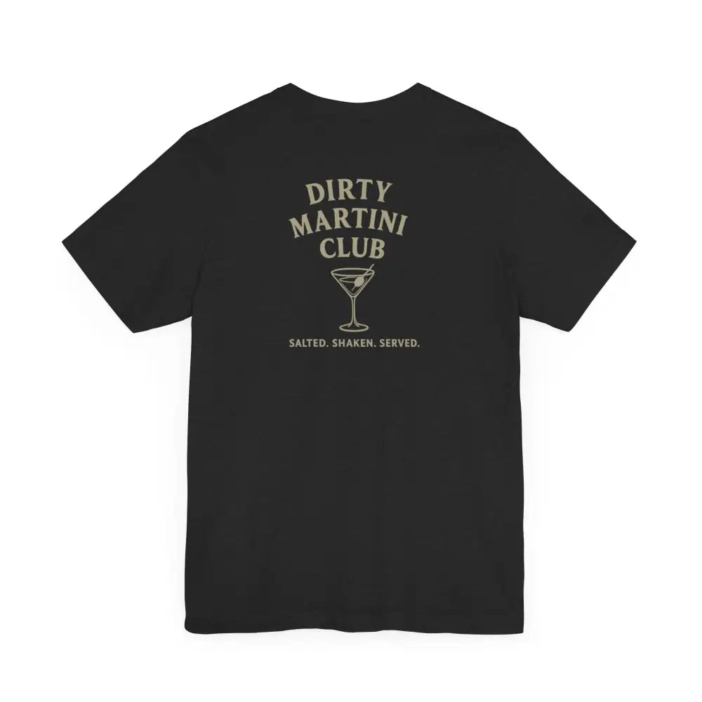 Black Dirty Martini Club graphic tee from Trini Skies Supply featuring martini glass
