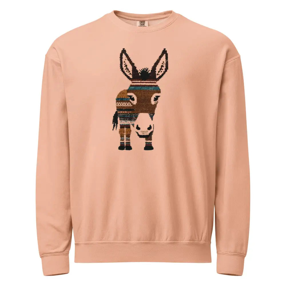 Blush pink wildlife crewneck sweatshirt with minimal donkey design