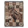 Donkey woven blanket with southwestern patchwork wildlife tapestry throw