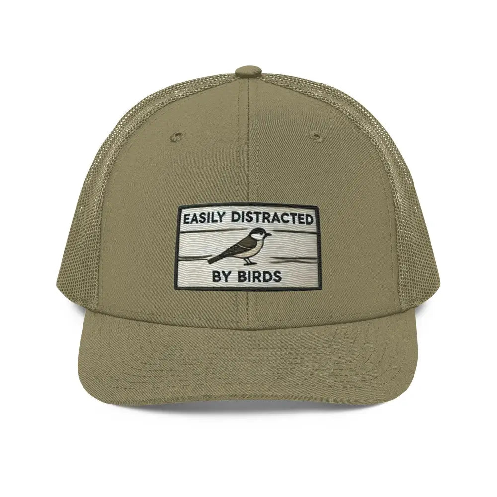 Khaki birds richardson trucker hat with embroidered bird patch