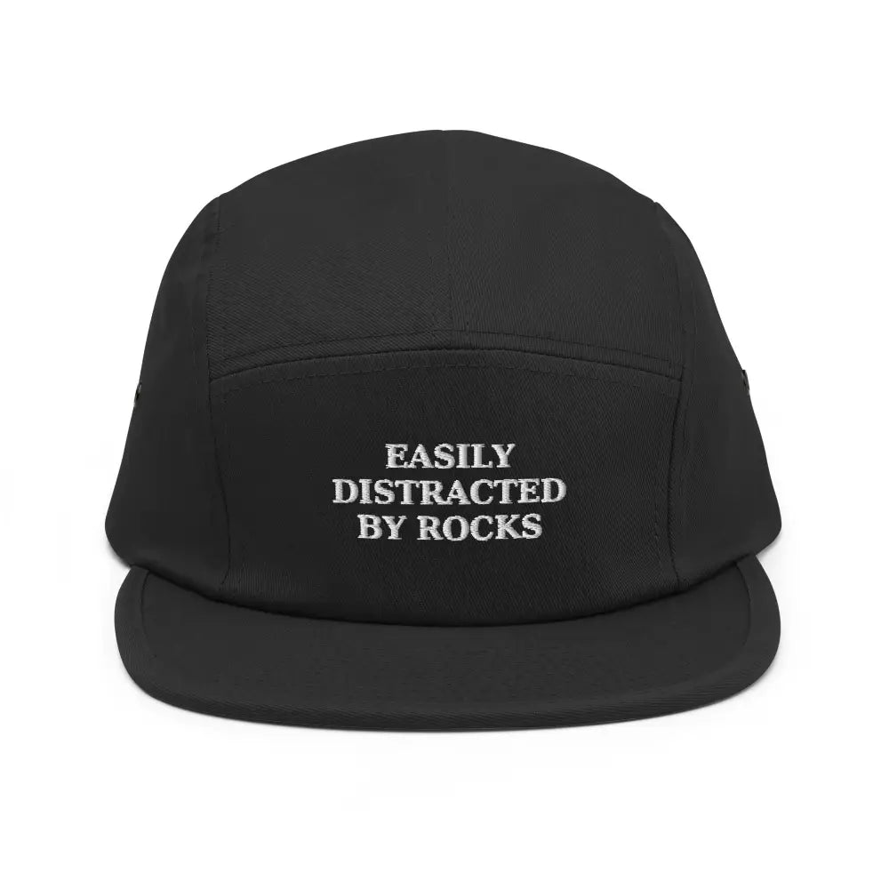 Trini Skies rocks embroidered five-panel black corduroy cap