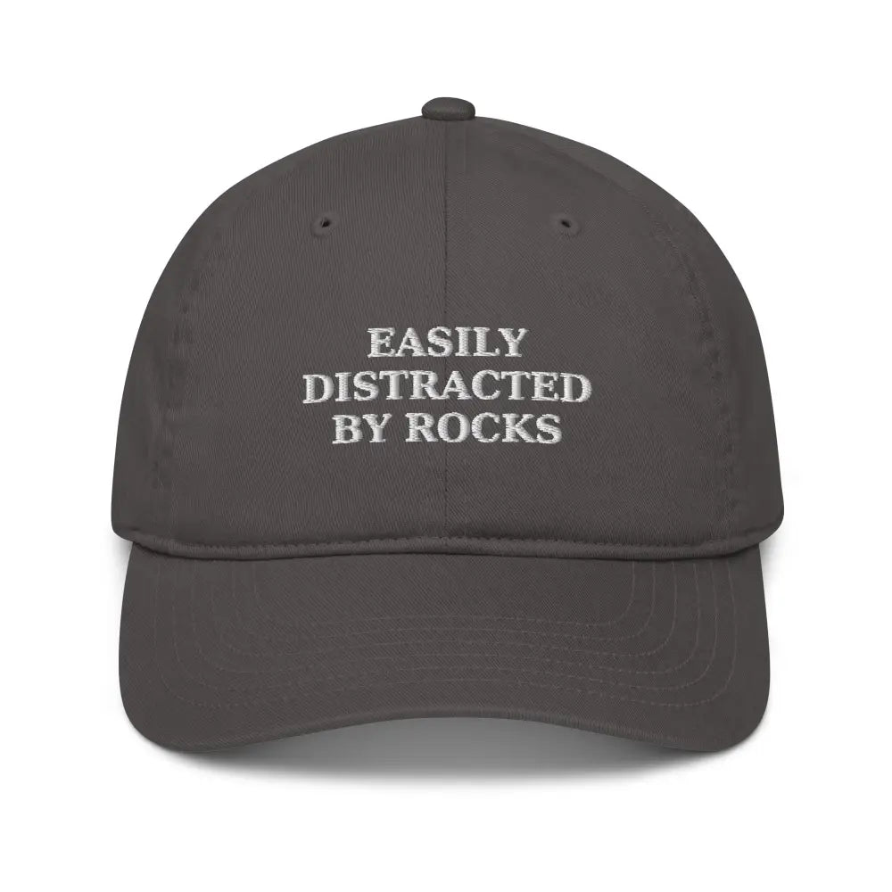 Dark gray Embroidered Organic Cotton Dad Hat with white text