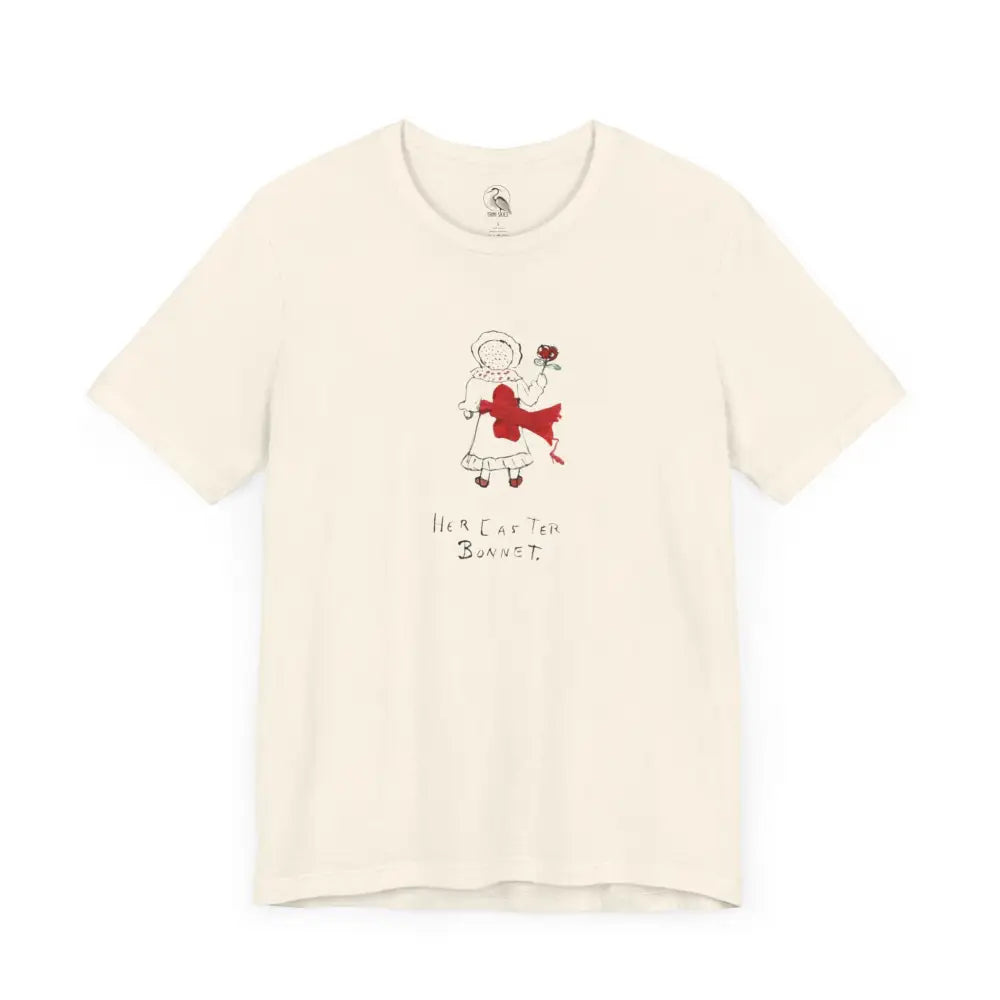 Easter Bonnet Vintage Soft Cream Graphic Tee with Girl Holding Flower