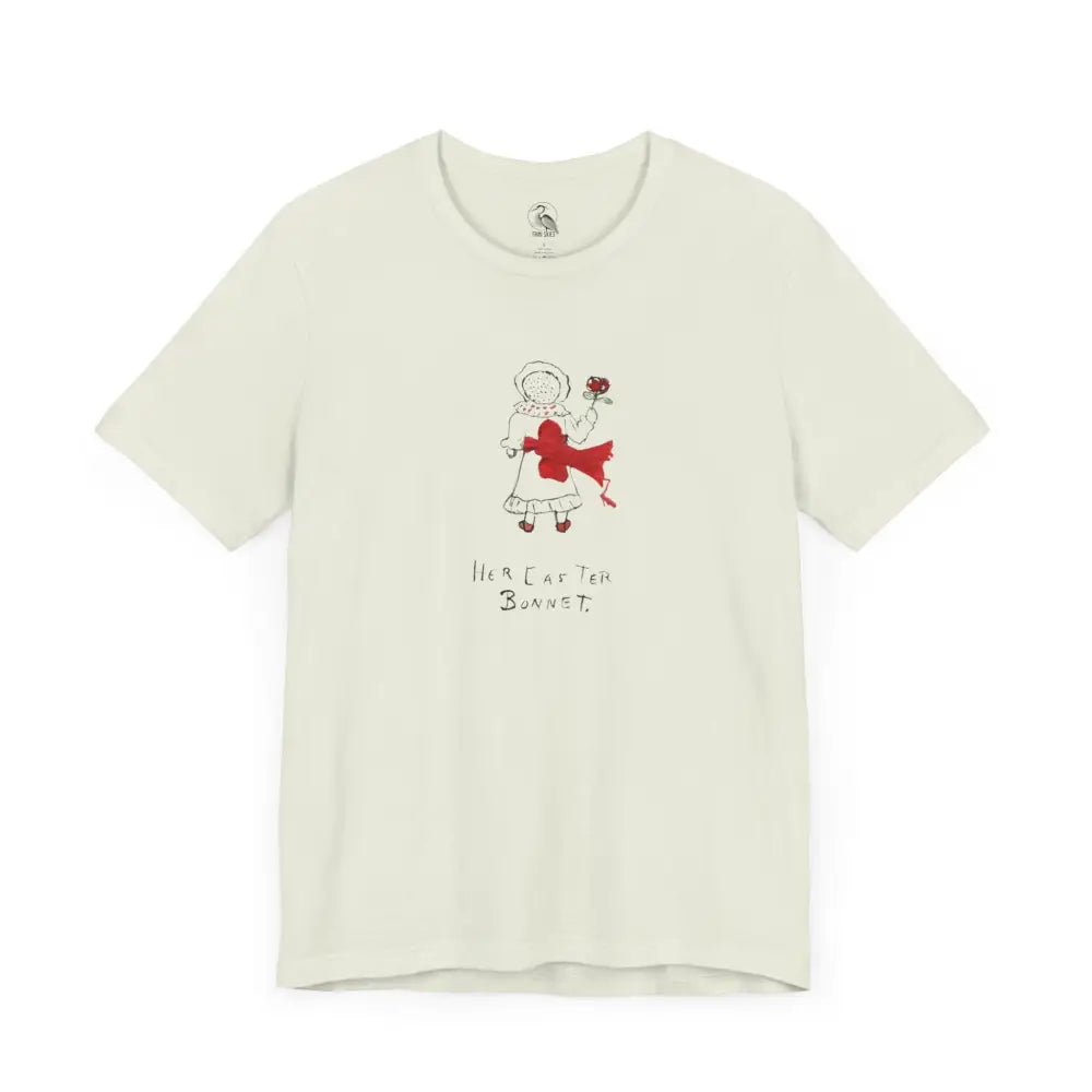 Easter Bonnet Vintage Sketch Tee in soft cream with red black cartoon