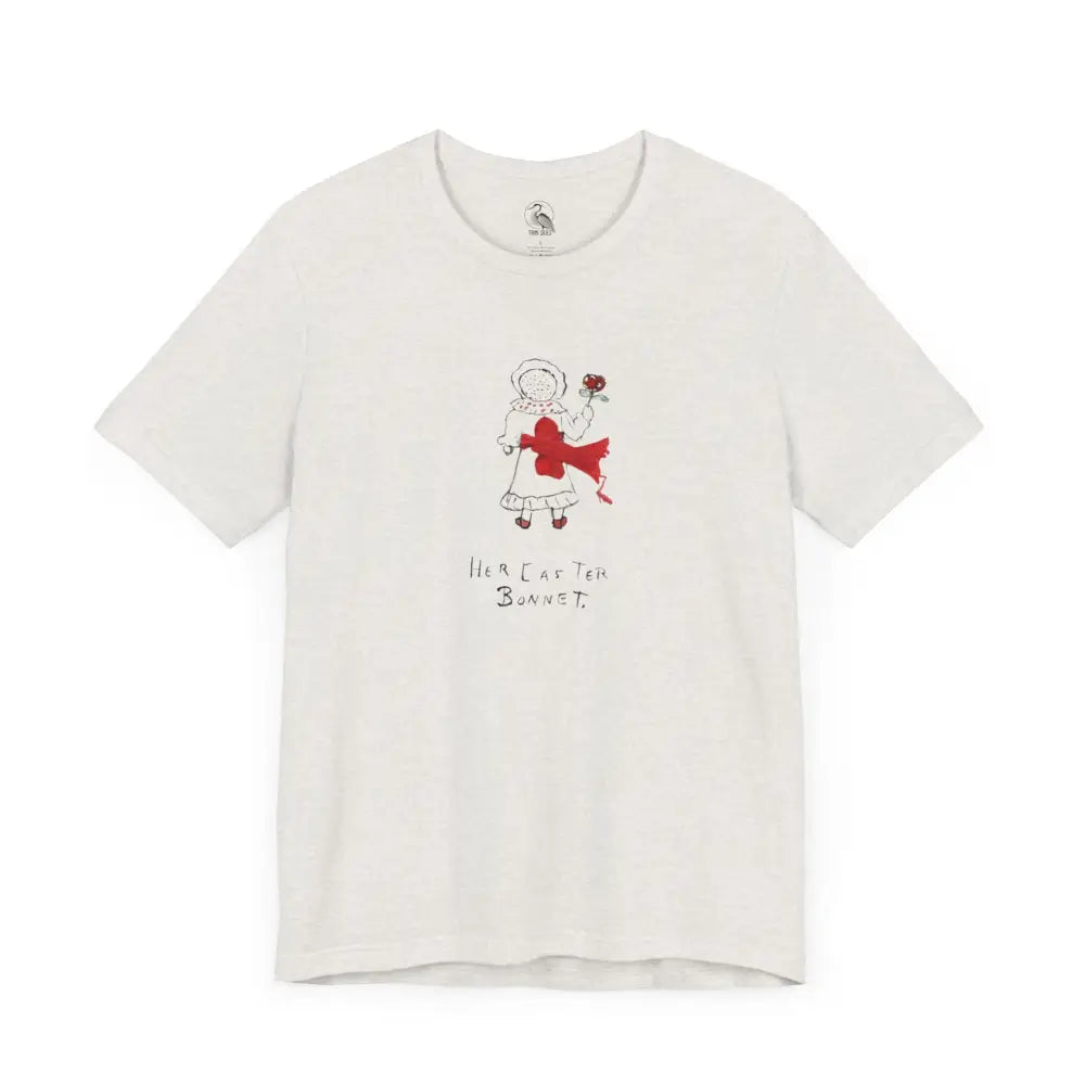 Easter Bonnet Vintage Sketch Tee with Girl Holding Flower