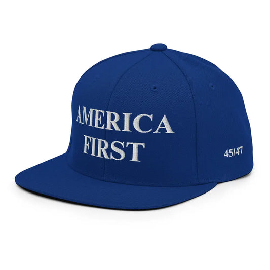 Embroidered America First MAGA Trump Snapback Hat | Make Great Again - Hats blue baseball cap america embroidered 1