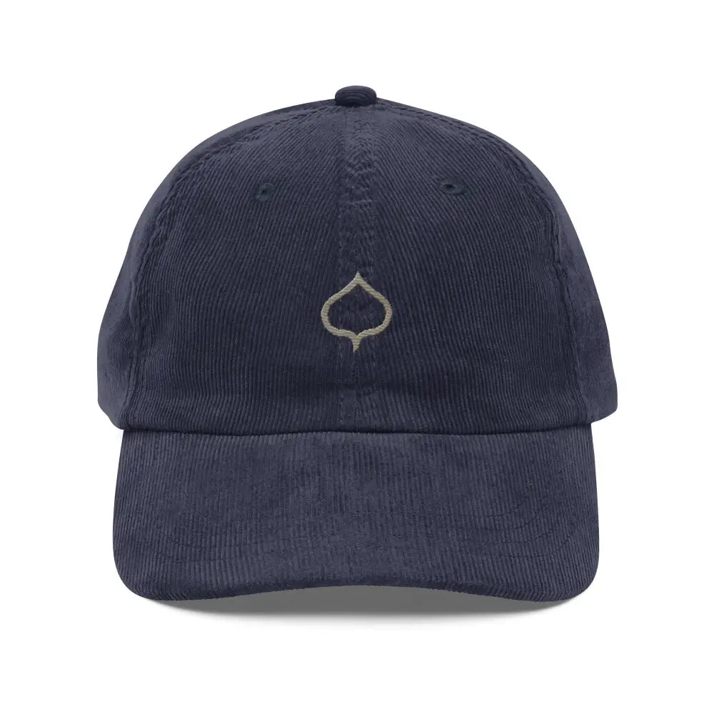 Trini Skies vintage corduroy cap with embroidered aspen leaf