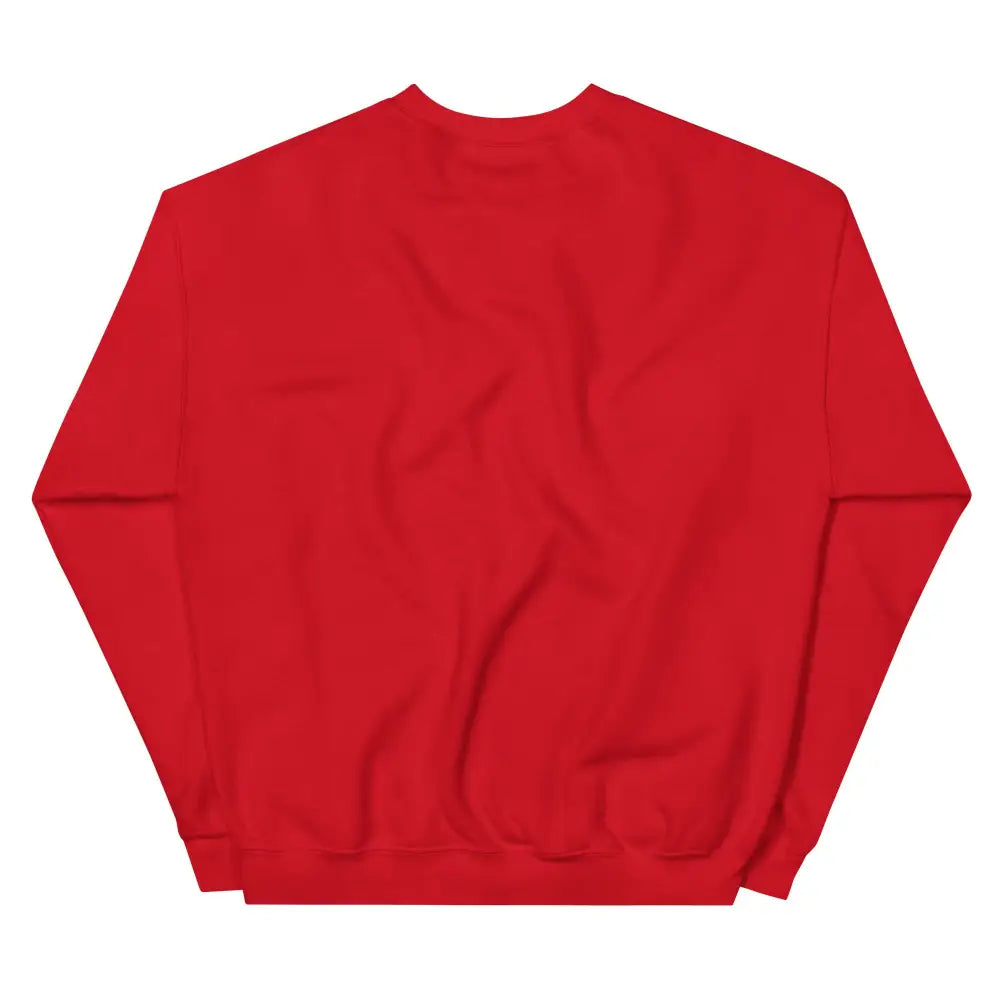 Red embroidered pine tree forest sweatshirt on crewneck