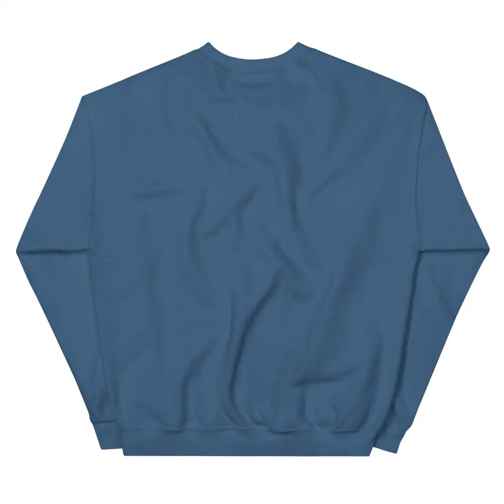 Plain blue crewneck embroidered pine tree forest sweatshirt