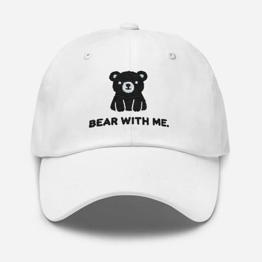 Embroidered ’Black Bear - with Me’ Dad Hat Low Profile Adjustable Cap Great Gift Camping - Hats white baseball cap