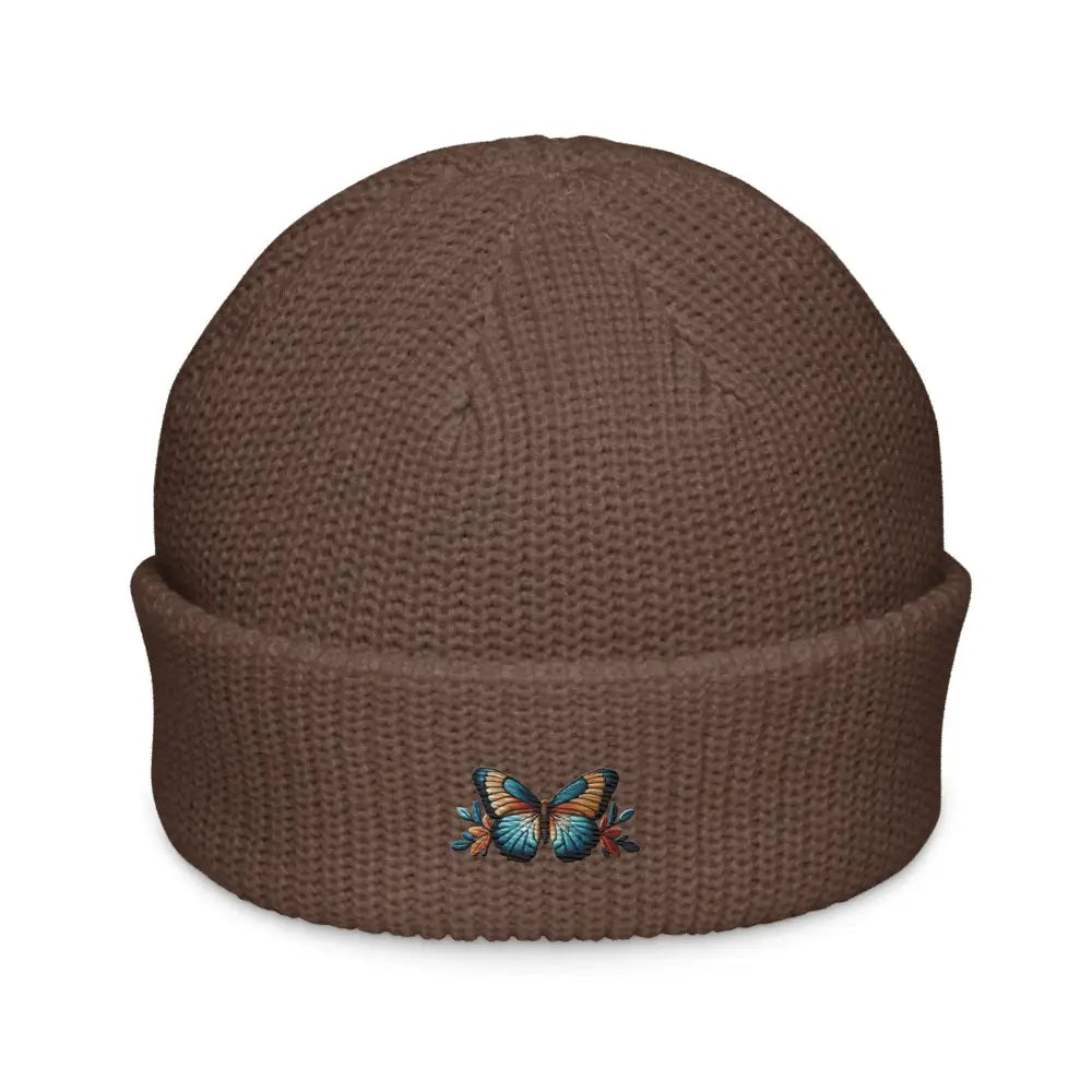 Trini Skies Butterfly Embroidered Beanie Fisherman Style