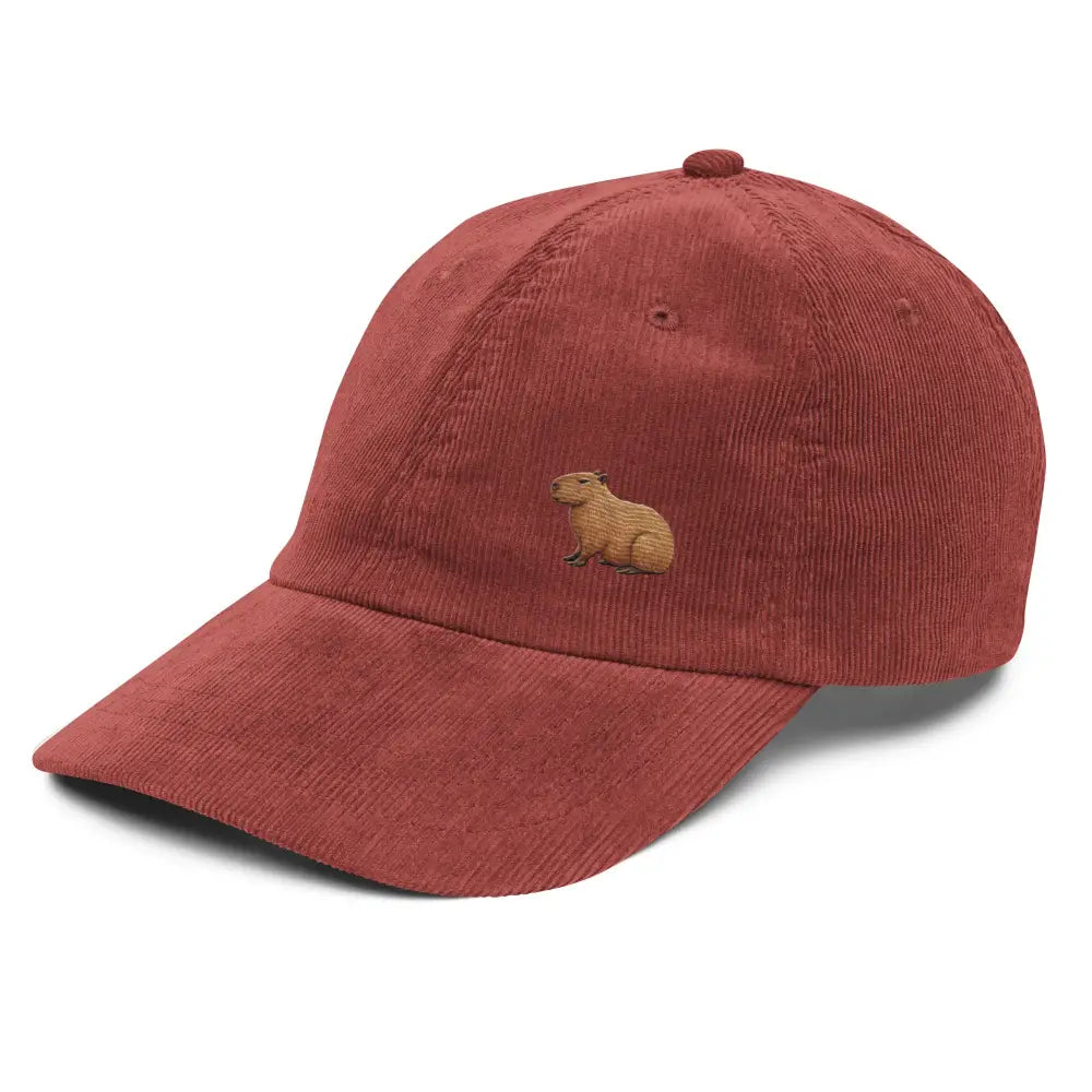 Embroidered capybara on vintage corduroy dad hat by Trini Skies