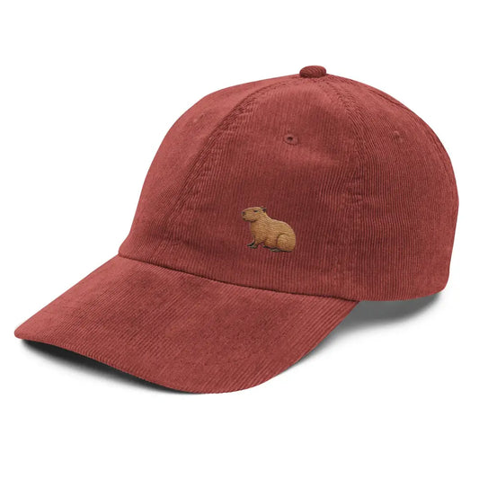 Embroidered Capybara Corduroy Dad Hat Trendy Animal Lover Baseball Cap - Hats corduroy baseball cap capybara
