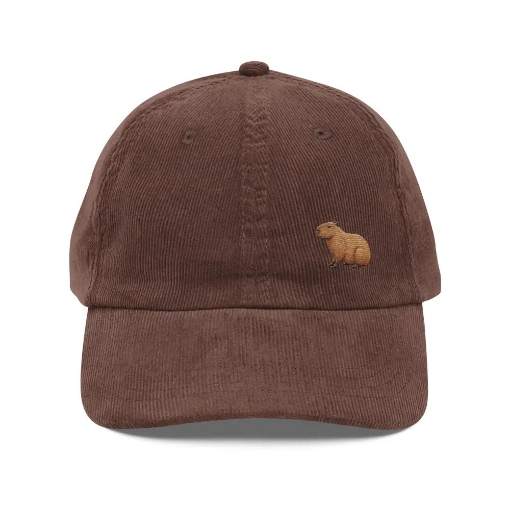Embroidered capybara on vintage corduroy dad hat by Trini Skies