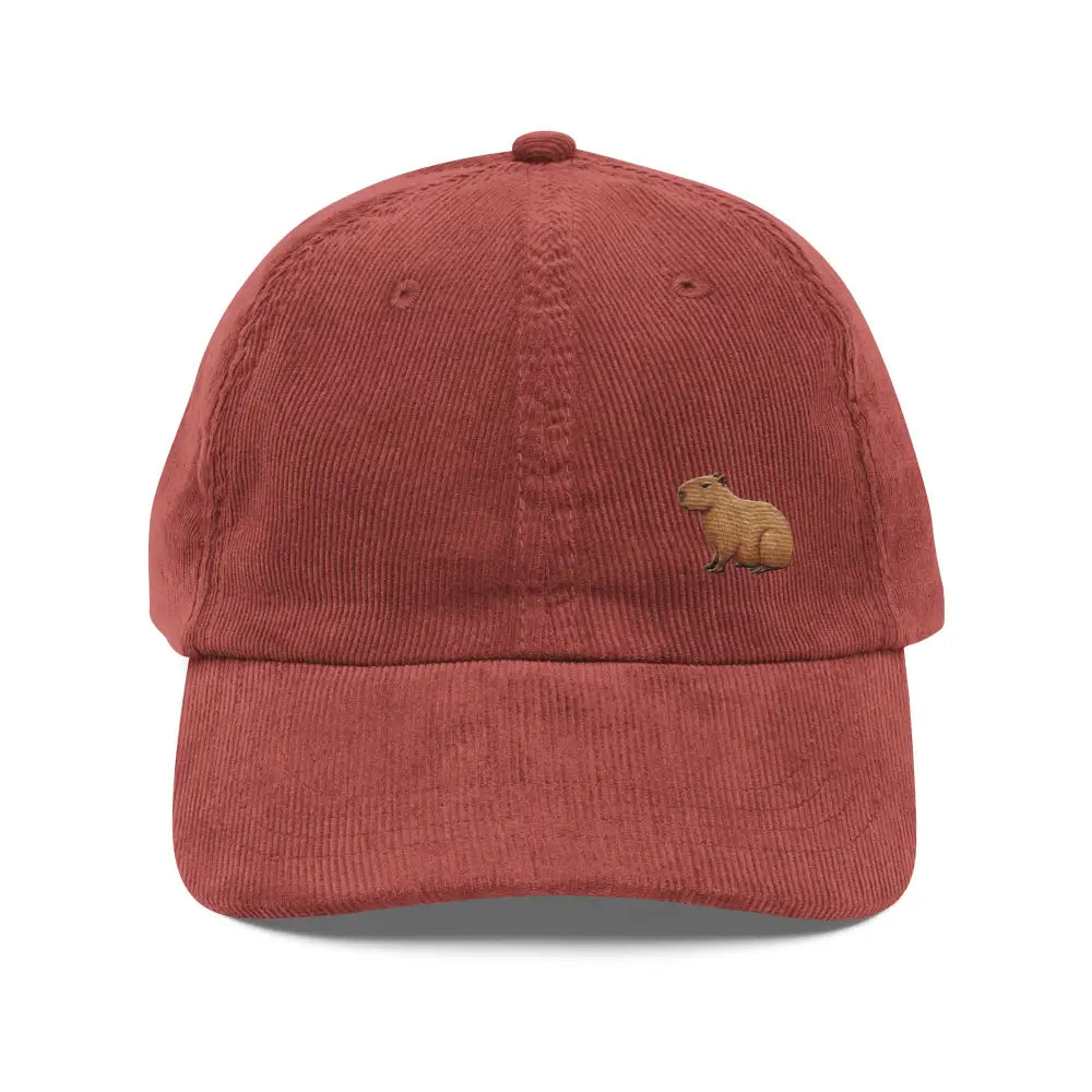 Embroidered capybara on vintage corduroy dad hat by Trini Skies
