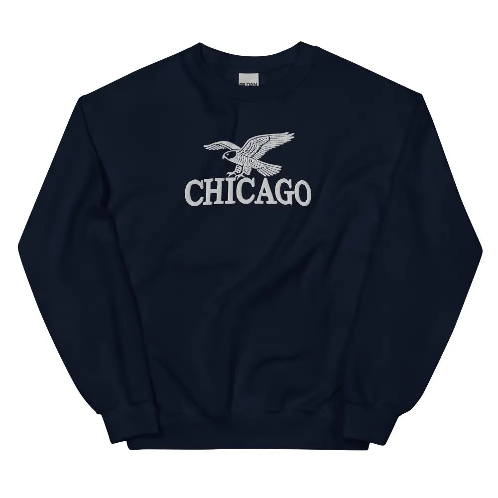 Embroidered Chicago Peregrine Falcon Unisex Sweatshirt in Dark Blue
