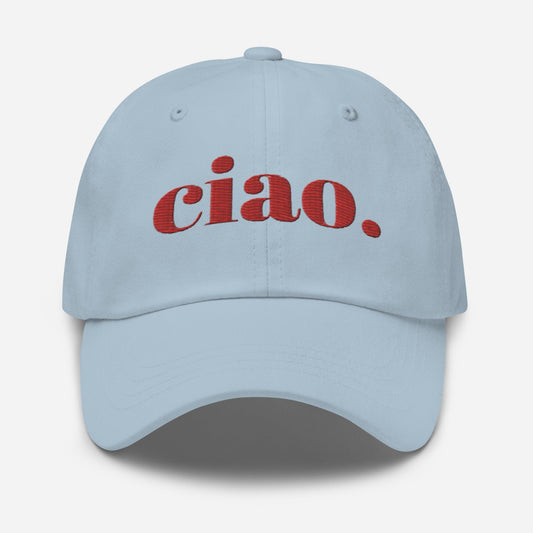 Embroidered Ciao Hat | Adjustable Dad - Light Blue - Hats light blue baseball cap ciao 1