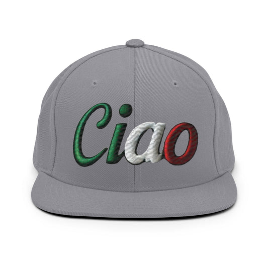 Embroidered CIAO Snapback Hat - Silver - Hats gray flat-brim baseball cap ciao 1
