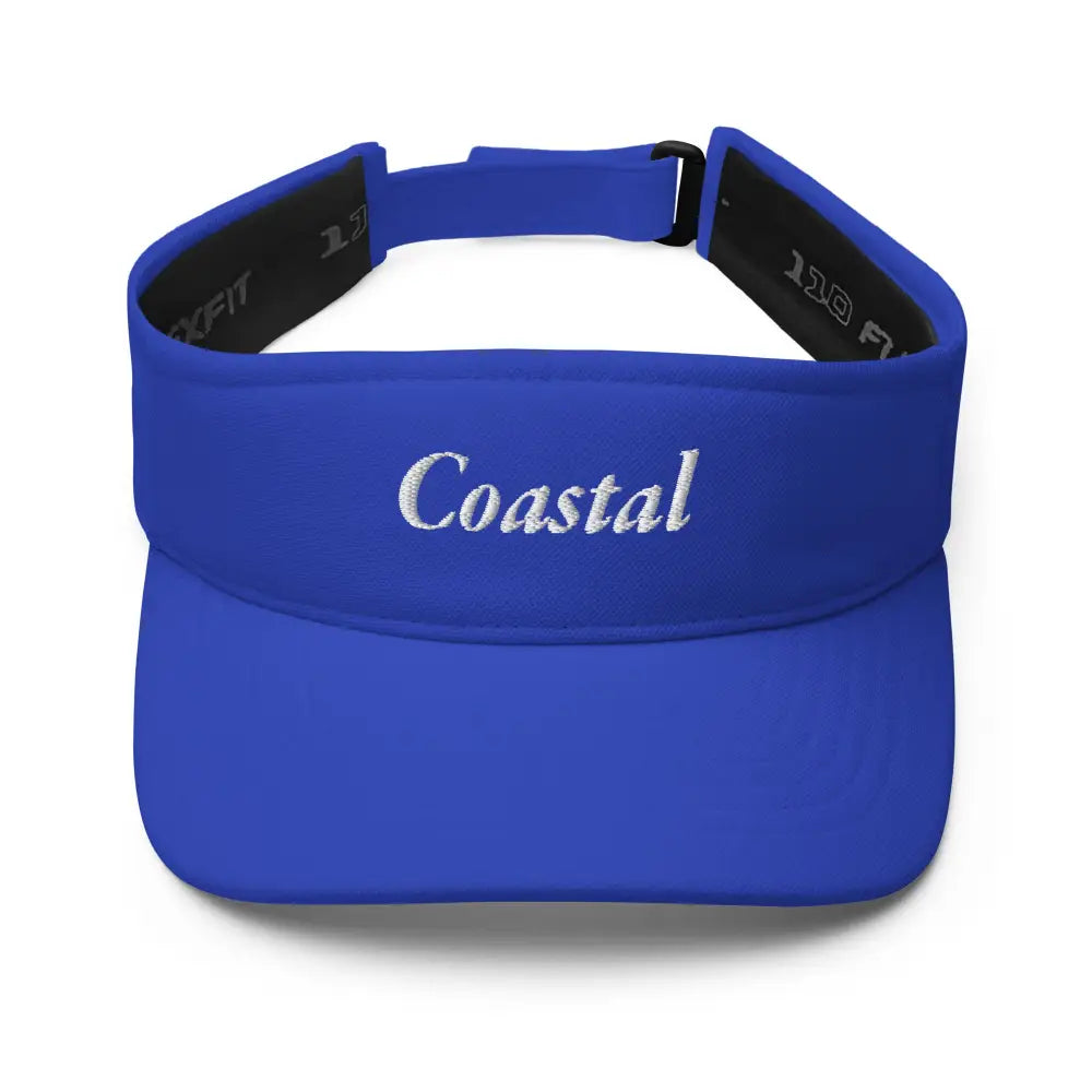Trini Skies embroidered coastal visor in royal blue with adjustable strap