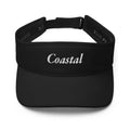 Trini Skies embroidered coastal visor in black with white text