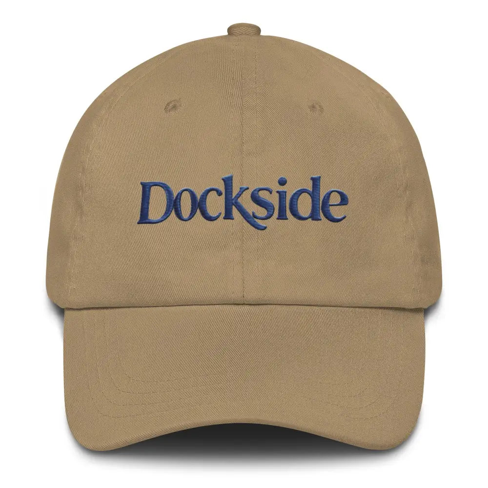 Khaki embroidered Dockside dad hat by Trini Skies Supply