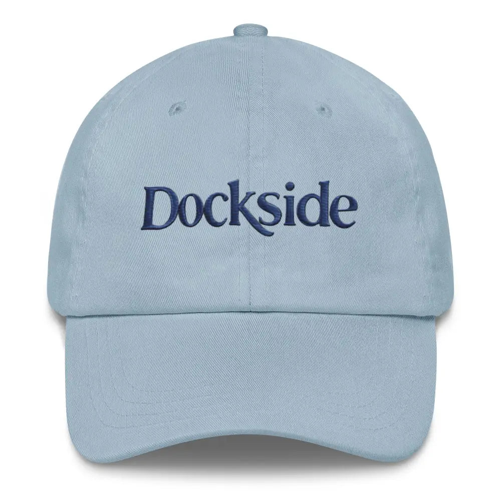 Light blue embroidered Dockside dad hat by Trini Skies Supply