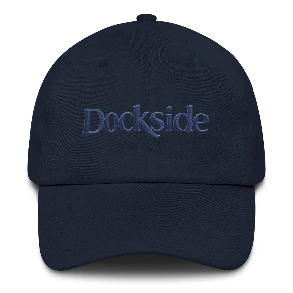 Navy Blue Embroidered Dockside Dad Hat by Trini Skies Supply