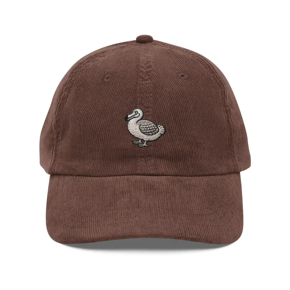 Brown Embroidered Dodo Bird on Trini Skies Vintage Corduroy Cap