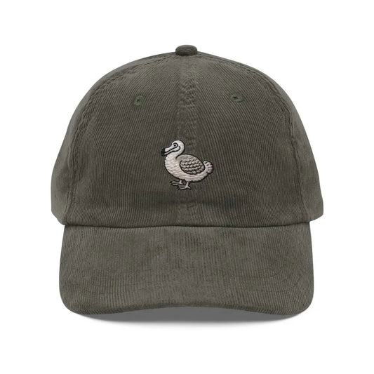 Embroidered Dodo Bird Vintage Corduroy Cap Nature Lover’s Hat - Olive / Unisex / Adults - olive green corduroy baseball