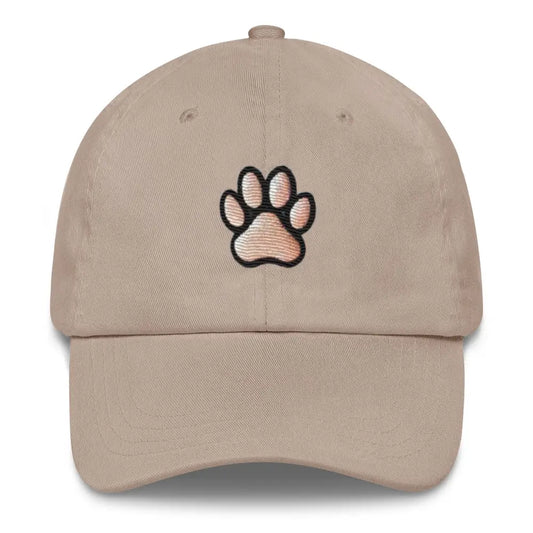 Embroidered Dog Paw Dad Hat - Perfect for Lovers! Pet - Stone - Hats tan baseball cap embroidered paw 1