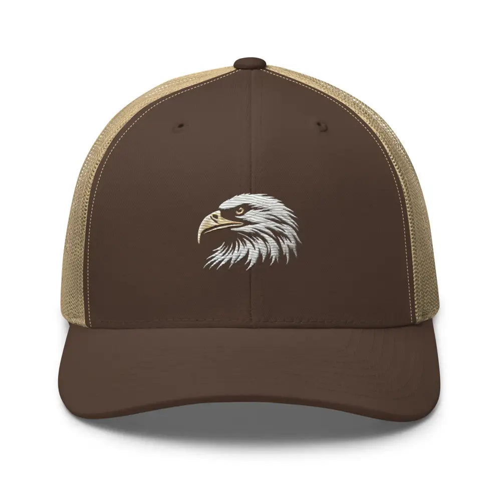 Brown embroidered eagle trucker cap classic mesh adjustable snapback