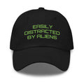 Black Trini Skies alien dad hat with easily distracted embroidery