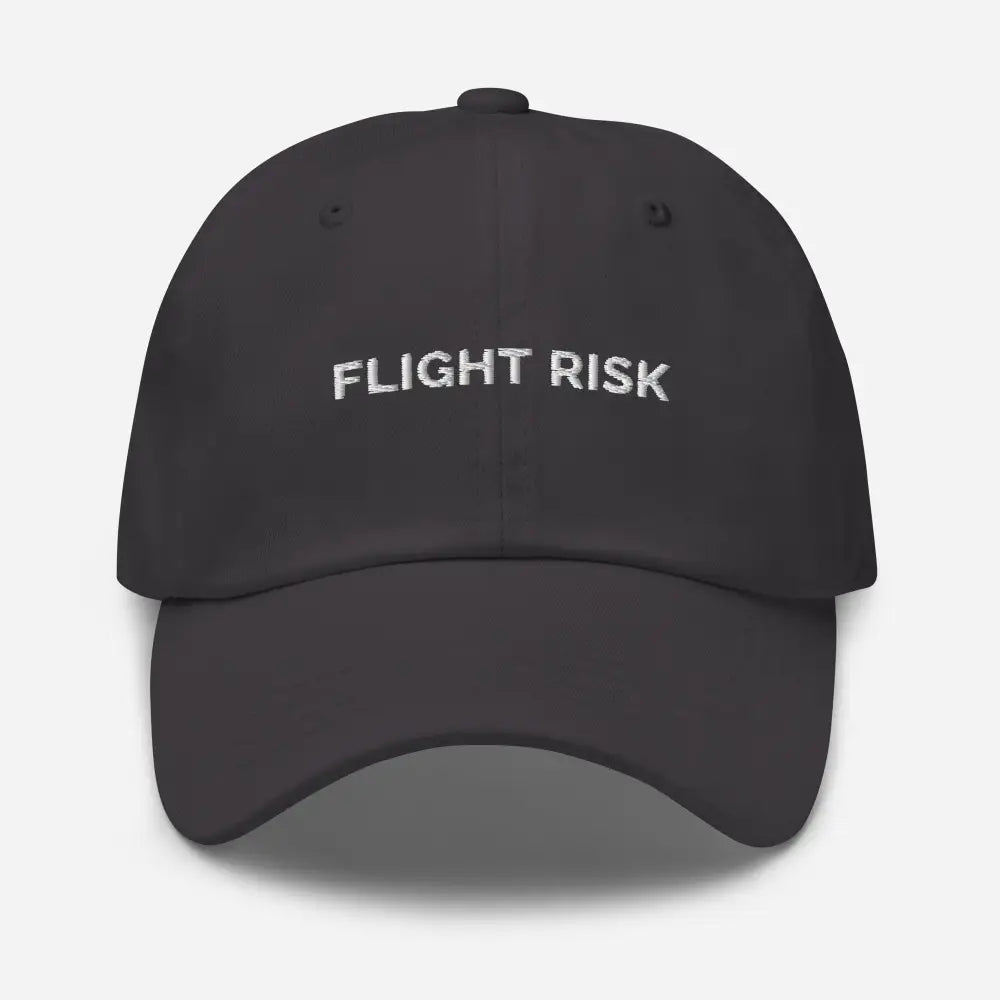 Trini Skies embroidered flight risk dad hat in dark gray