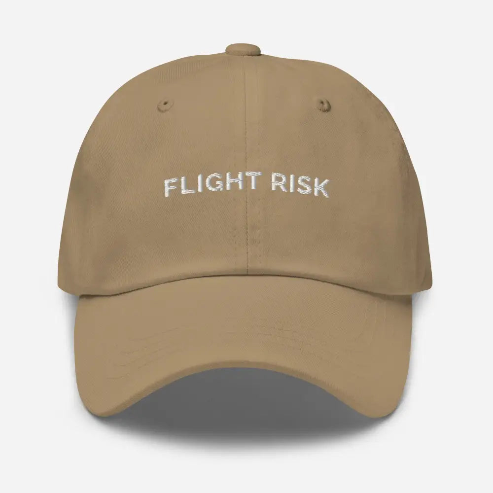 Embroidered Flight Risk dad hat by Trini Skies