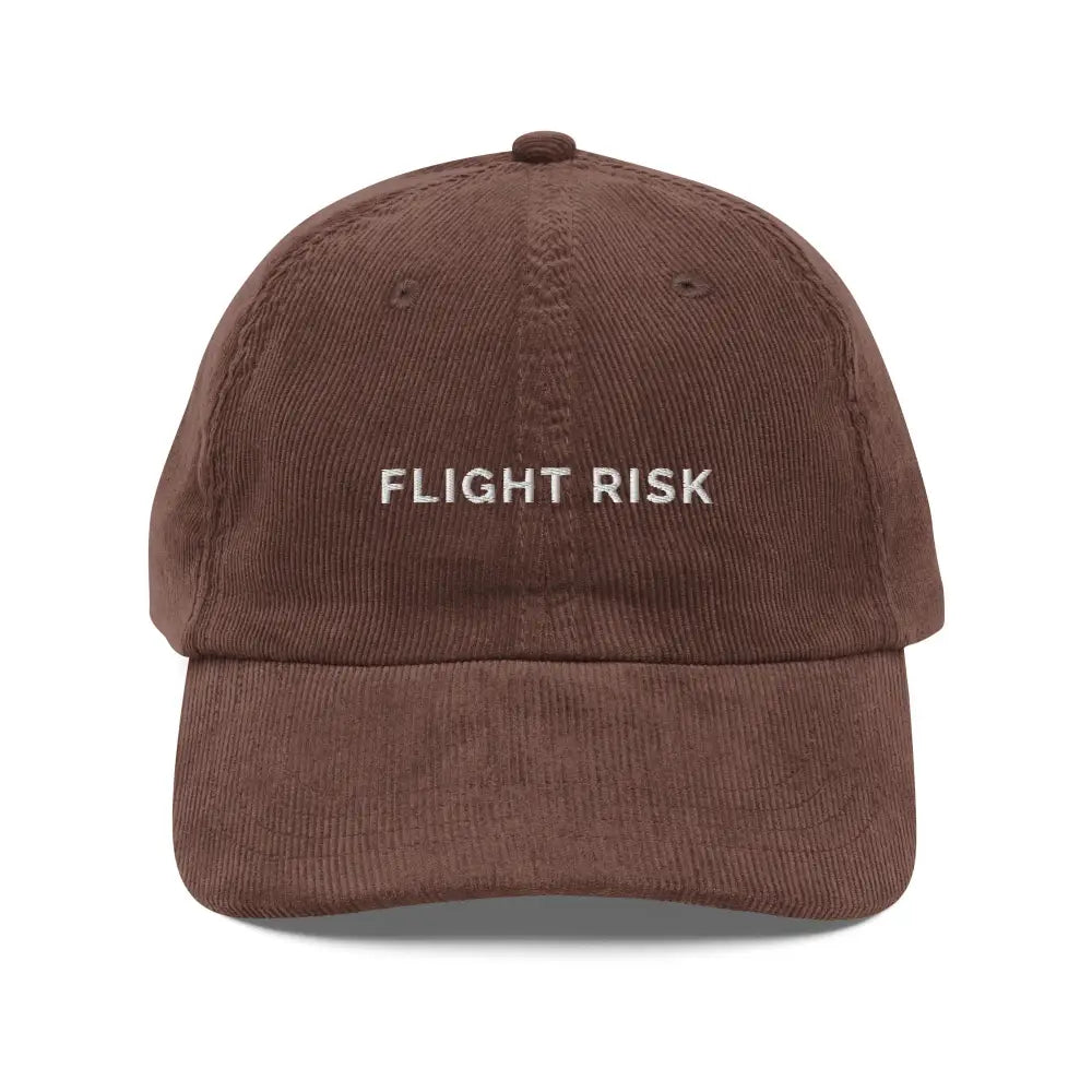 Embroidered flight risk vintage corduroy cap by Trini Skies
