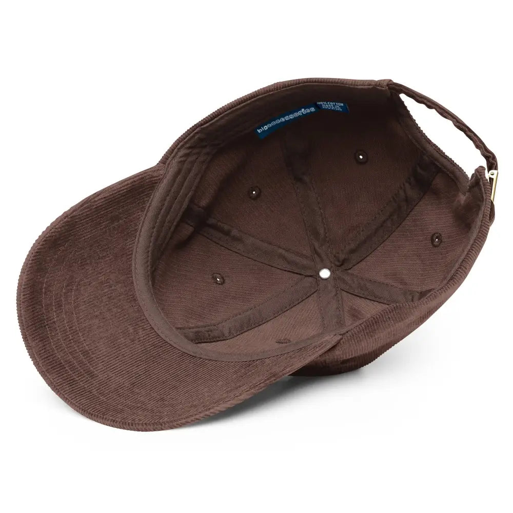 Brown embroidered flying duck corduroy hat by Trini Skies