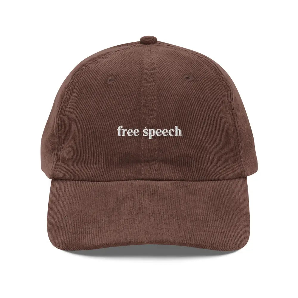 Embroidered Free Speech vintage corduroy cap by Trini Skies