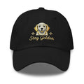 Golden Retriever embroidered golden dad hat with Stay Golden text