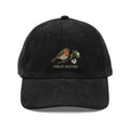 Bird lover embroidered corduroy baseball cap with floral bird design