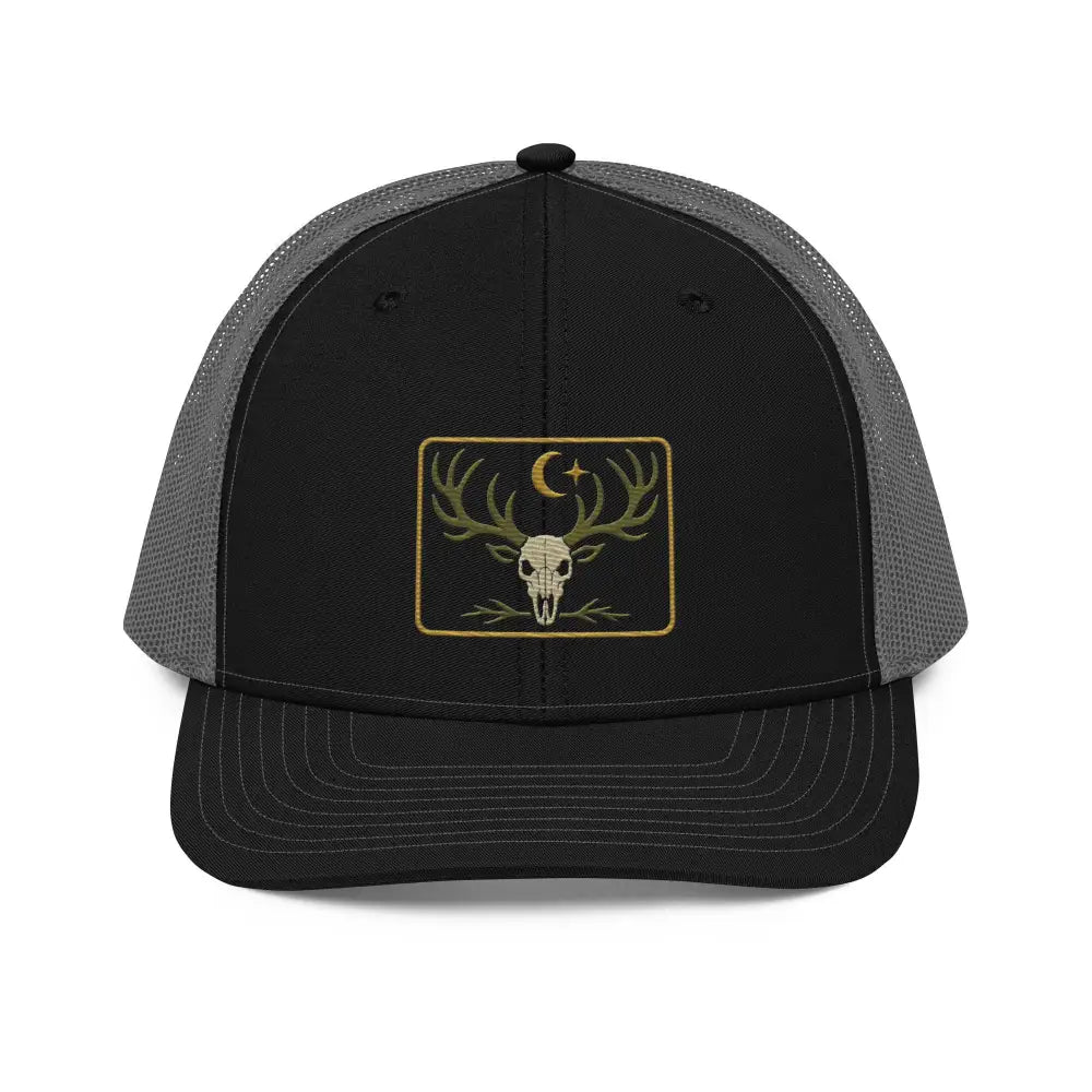 Embroidered Heritage Skull Richardson 112 Trucker Hat with Deer Skull Patch
