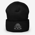 Black destroyer cuffed beanie with white Kali Power embroidery
